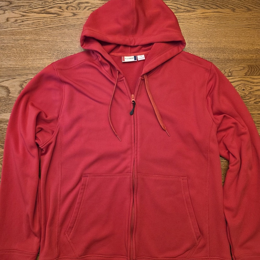 Full Zip Large‎ Unisex Hoodie Solid Red Athletic Casual Activewear Clique